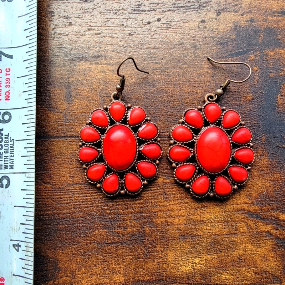 Red Concho Earrings